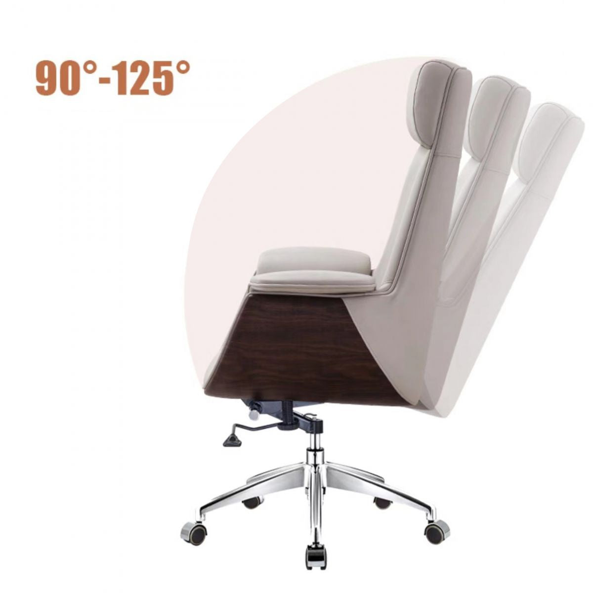 Ergonomic Faux Leather Desk Chair Swivel Padded Arms Chair with Wheels