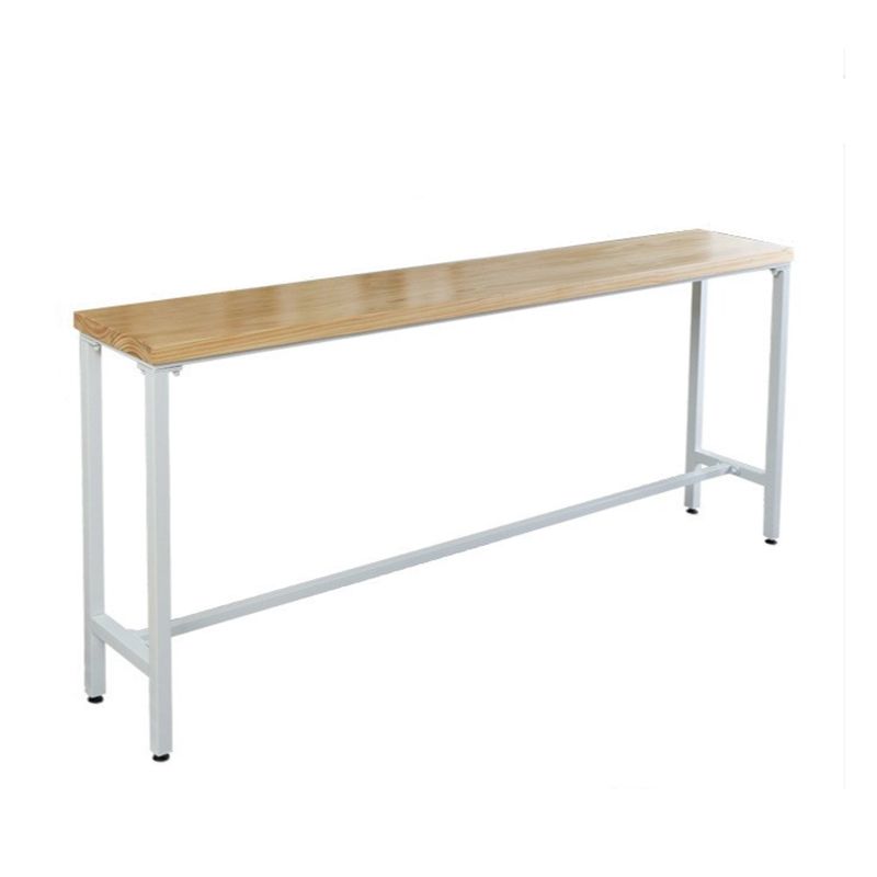 Rectangular Pine Wood Top Bar Table Luxurious Bar Table with Trestle Base in White