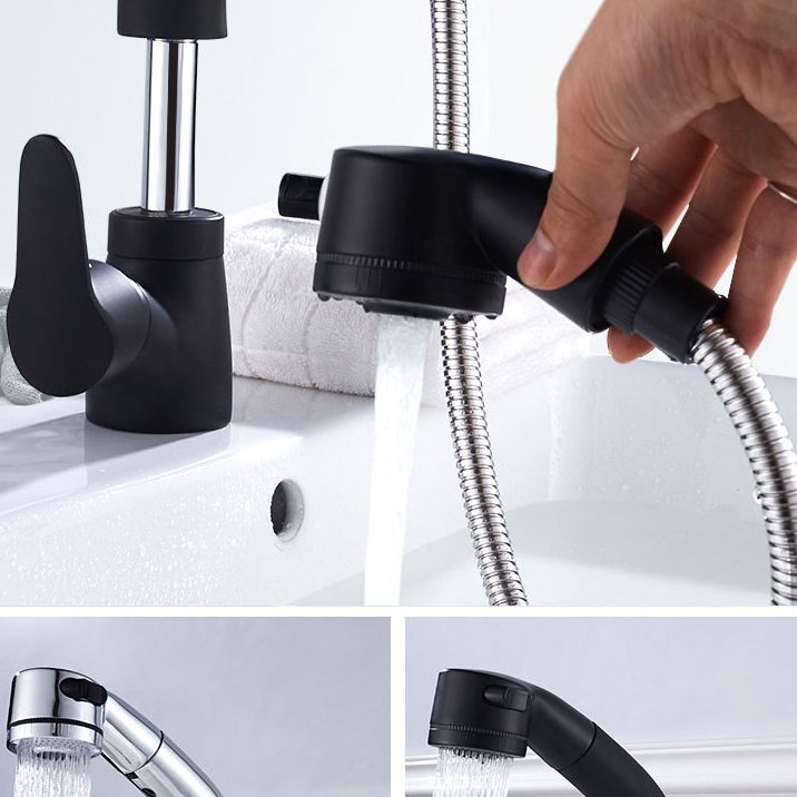 Modern 1-Handle Faucet 1-Hole with Water Dispenser Copper Pull down Faucet