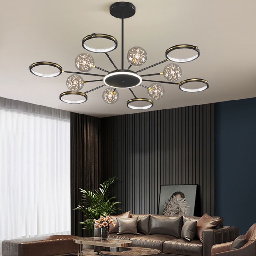 Black Glass Hanging Pendant Lights Contemporary Hanging Lamps for Living Room