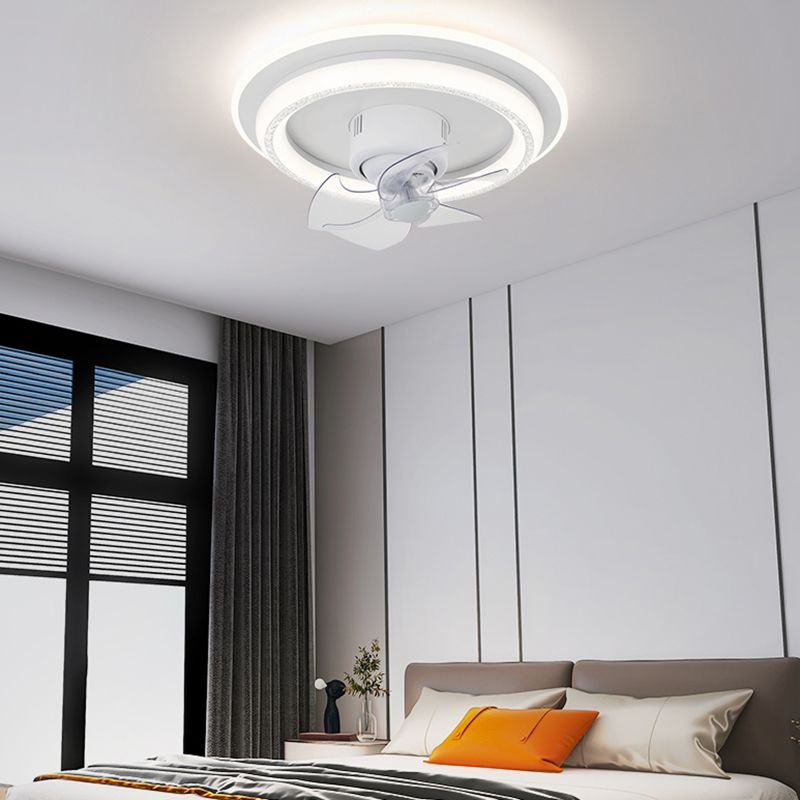 Nordic Round Fan Lamp Metal Bedroom LED Semi Flush Light with Swirlable Head