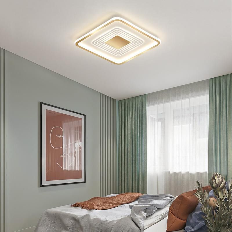 Contemporary Ceiling Lighting Metal LED Flush Mount Fixture in Gold for Bedroom