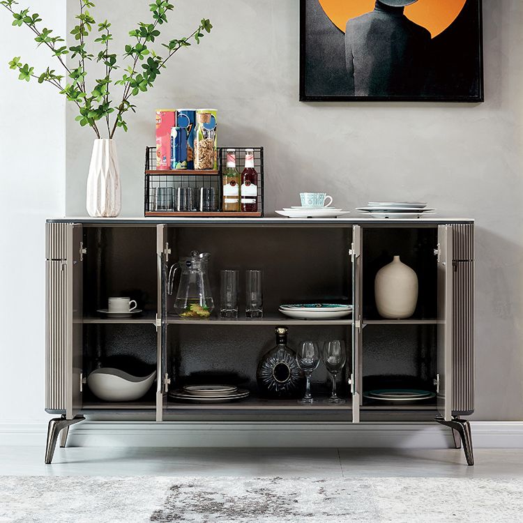 Modern Buffet Table Stone Sideboard Table with Doors for Kitchen