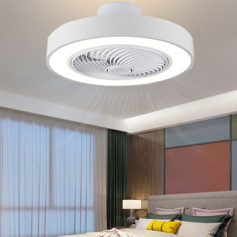 Acrylic Circular LED Ceiling Fans in Modern Style Iron Macaron Ceiling Fan Light for Interior Spaces