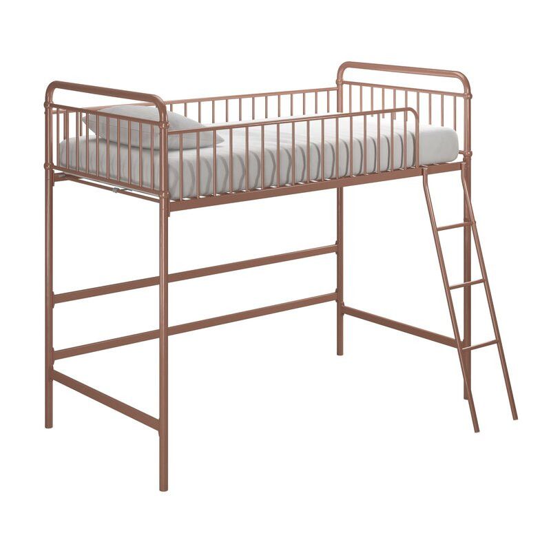 Contemporary Metal High Loft Slat Tall Toddler House Bed with Guardrail