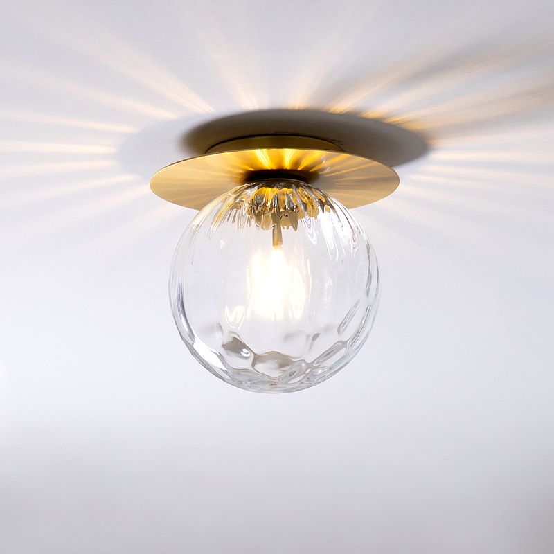 Modern Golden Flush Mount Lighting Glass Shaded Ceiling Light for Room