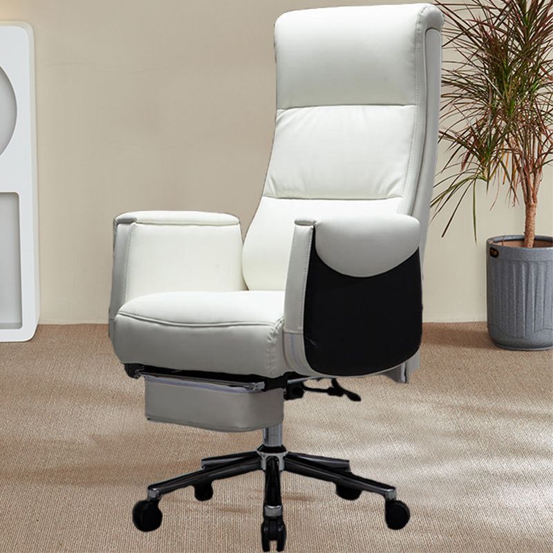 Modern Armless Office Chair No Distressing Leather Ergonomic Slide Chair with Wheels