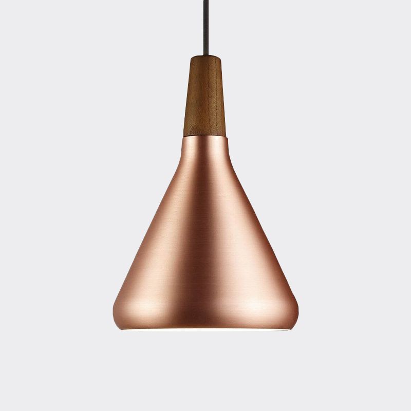 7"/10.5"/16" W 1 Head Down Lighting Industrial Restaurant Hanging Pendant with Flared Aluminum Shade in Rose Gold