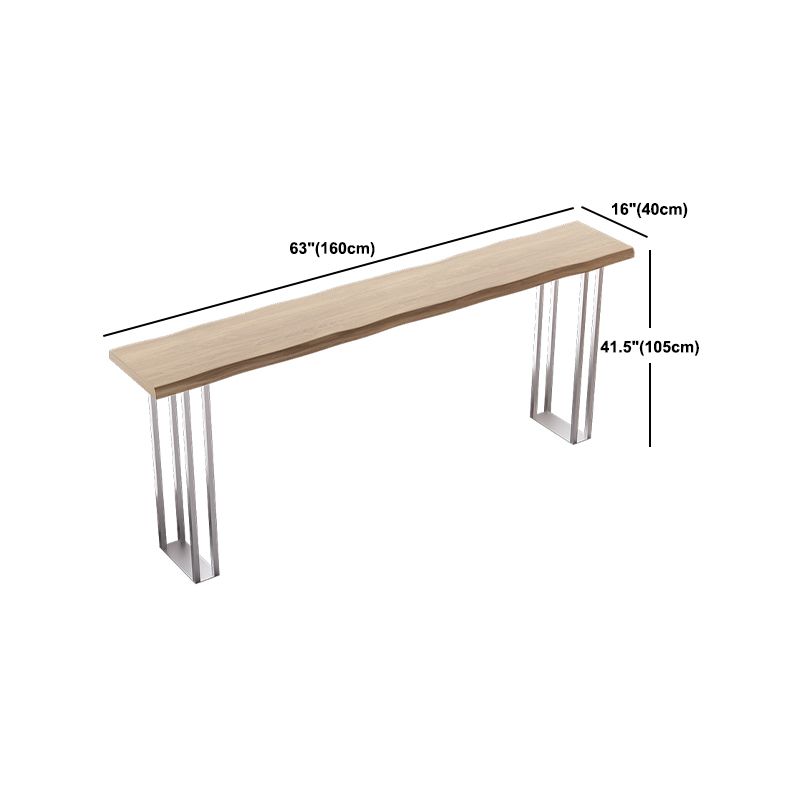 Pine Wood Bar Dining Table Modern Rectangle Bar Table with Double Pedestal for Balcony