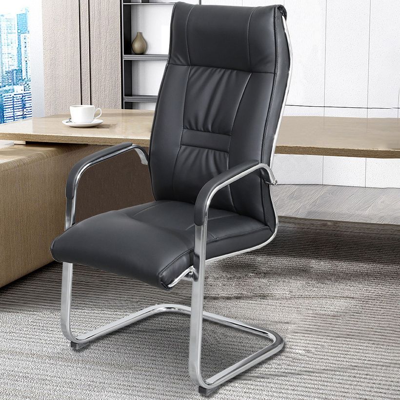 Modern Fixed Arms Office Chair Leather Ergonomic Gaming Chair