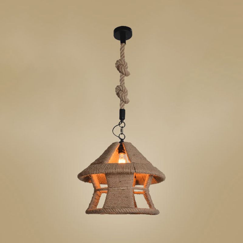 Rope Beige Pendant Lighting Fixture Shaded Industrial Style Pendant Light Fixture