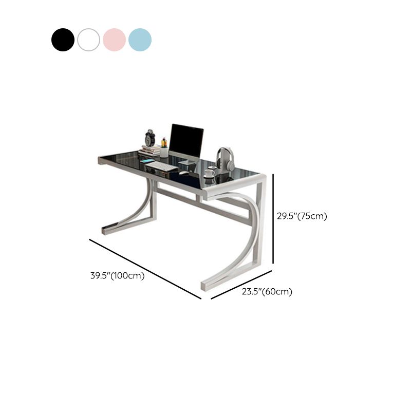 Modern Glass Office Desk Antique Finish Computer Desk with Metal Legs