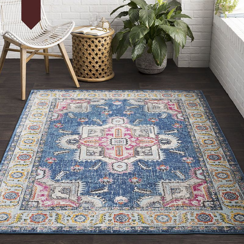 Traditional Medallion Printed Rug Color Mixed Polyester Area Carpet Non-Slip Backing Rug for Living Room
