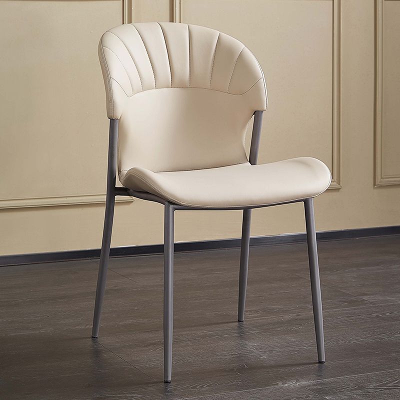 Contemporary Leather Dining Side Chairs for Home Armless Solid Back Chairs