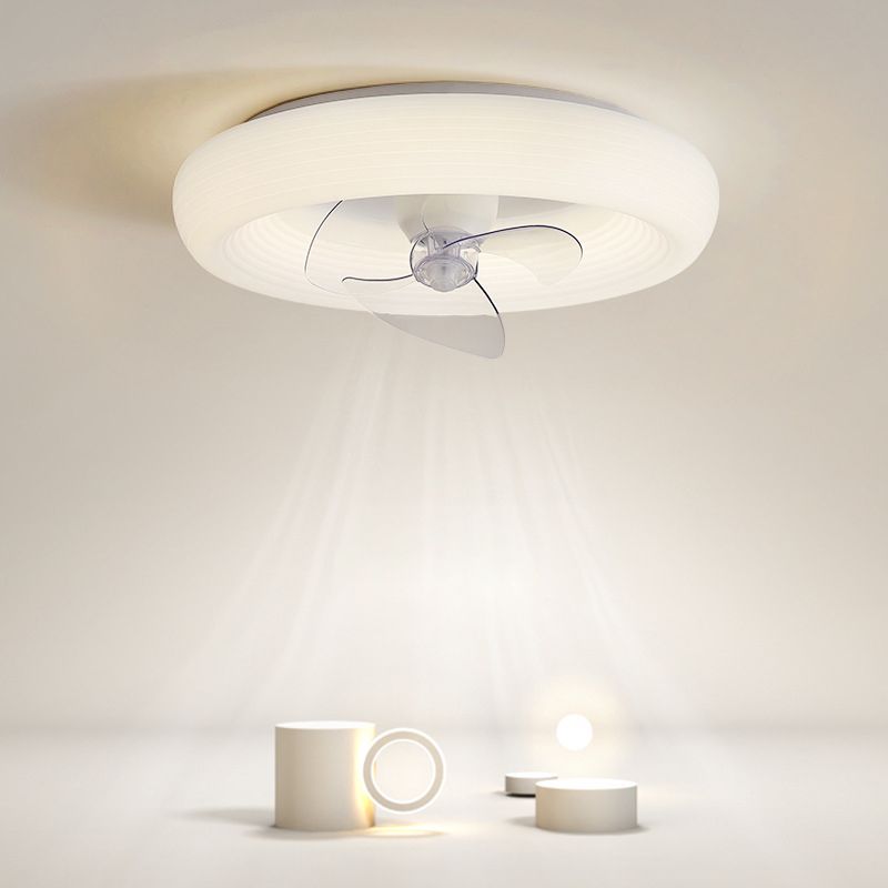 Modern White Single Ceiling Fan Lamp LED Ceiling Fan Light with Acrylic