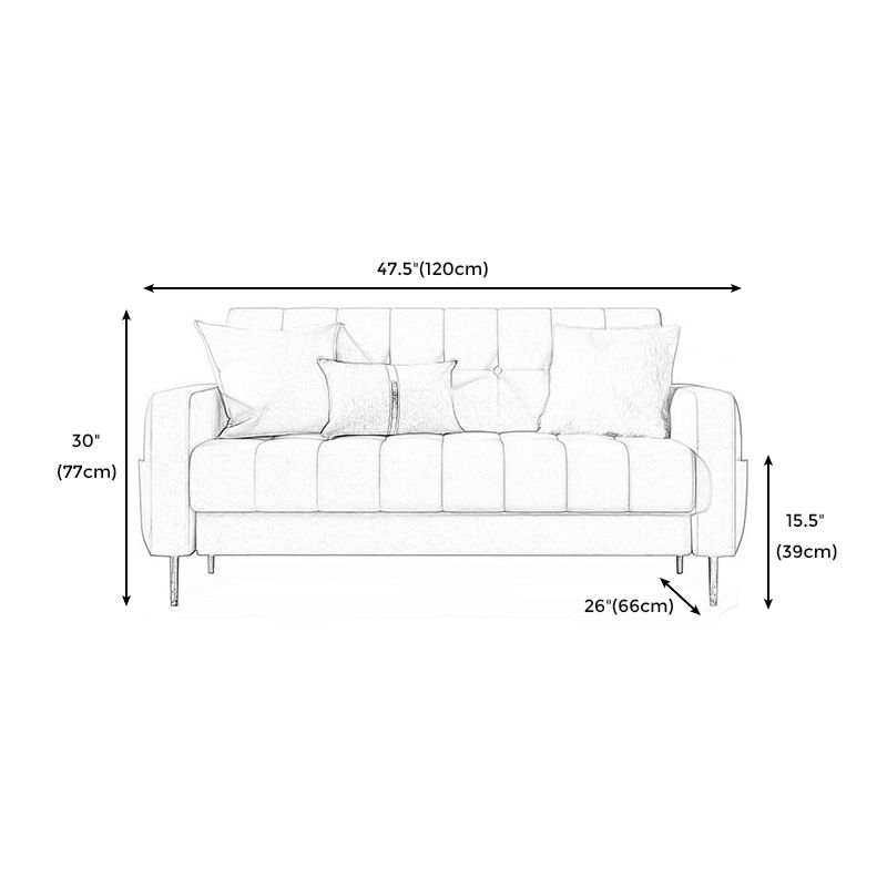 Mid-century Modern Velvet Square Arm Sofa 30.31" High Tufted Back Couch