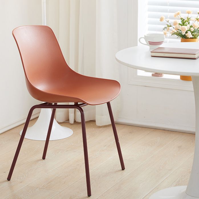 Contemporary Kitchen Plastic Parsons Metal Leg Dining Side Chair