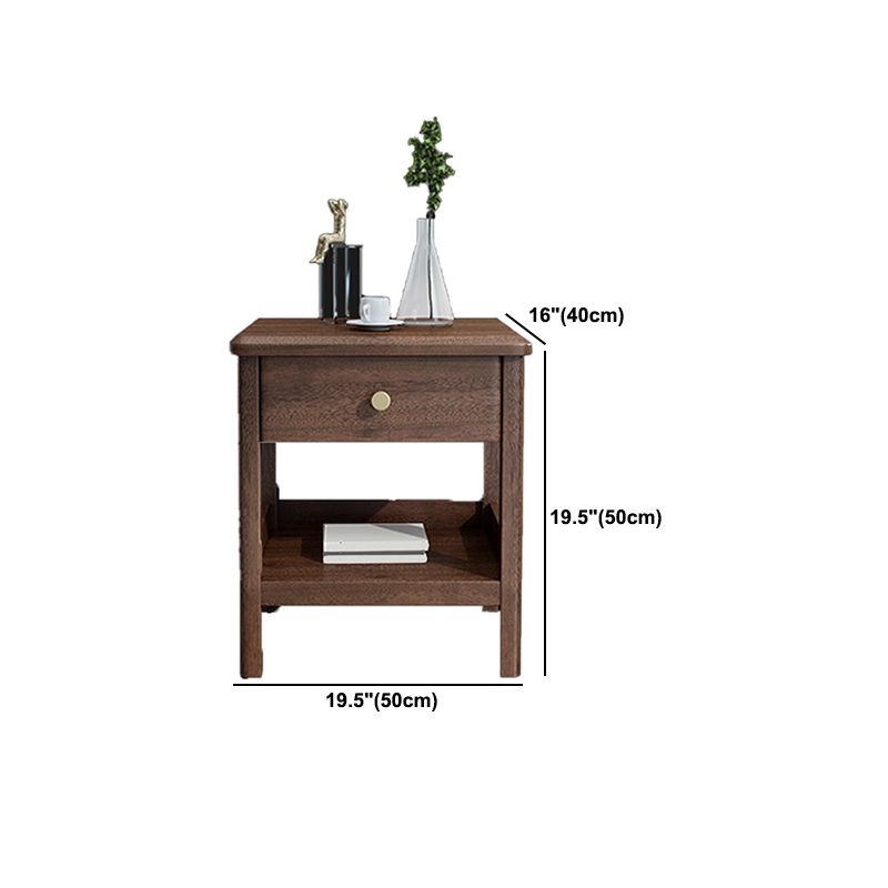 Modern Solid Wood Nightstand Drawer Storage Walnut Legs Included Night Table in Brown