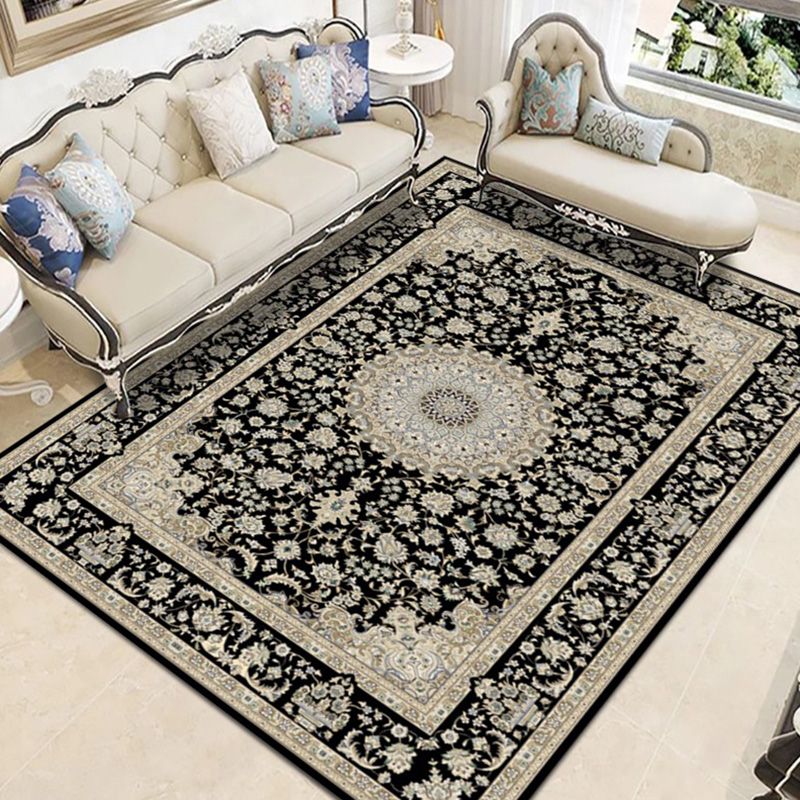 Tapis de motif marocain Médalon Médaillon Polyester Tapis résistant à la tache résistante pour décoration domestique