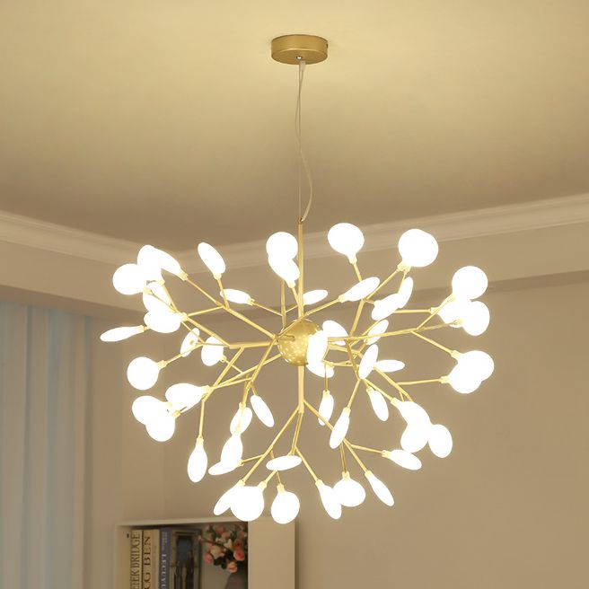 Branch Shape Chandelier Modern Fireflies Chandelier Light in Gold for Living Room