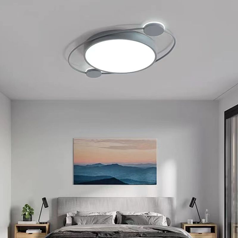 LED Gray Ceiling Light Contemporary Flush Mount Lighting for Bedroom