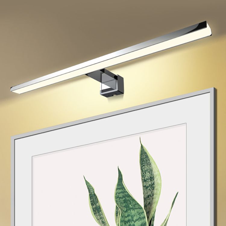 Lámpara de tocador rectangular cromado Luz de montaje de pared LED metálico moderna para baño