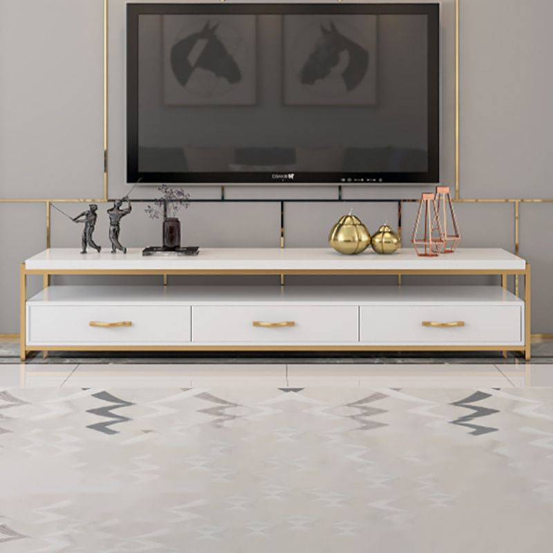 Open Storage Media Console Glam TV Stand Console with Drawers