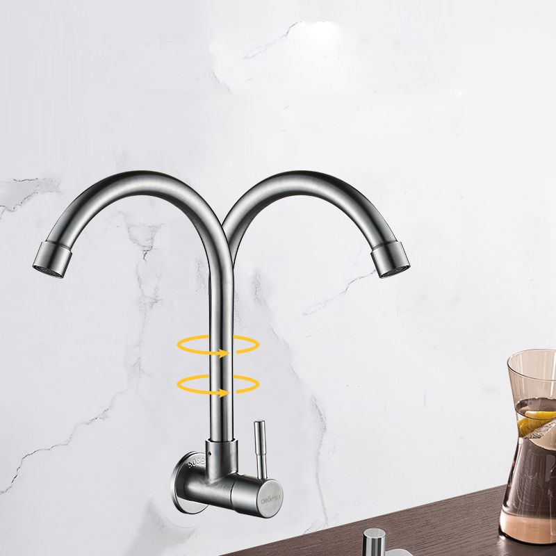 Modern Single Handle Kitchen Faucet Low Arc Wall Mounted Profile Faucet