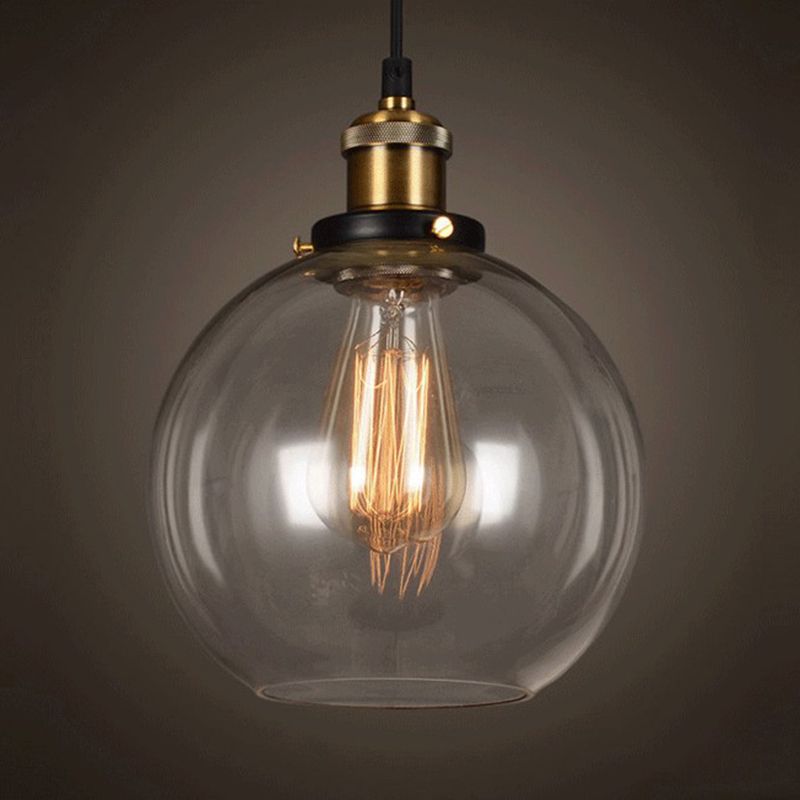 Hanging Pendant Lights Vintage Industrial Style1 Light Pendants with Glass Shade for Bedroom