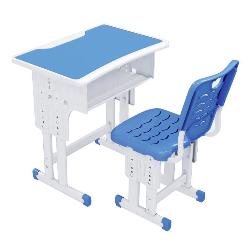 Adjustable Child Desk Solid Wood Desk and Chair Set with Bookshelf