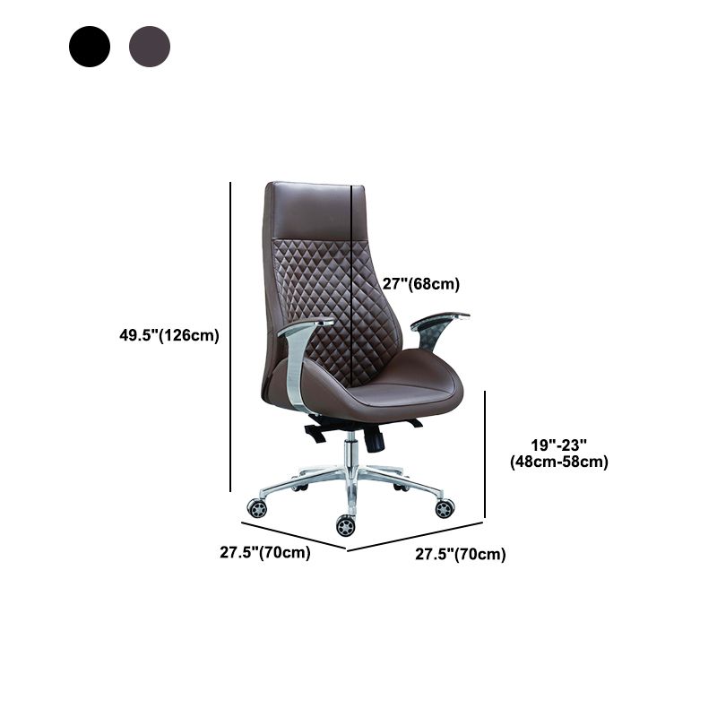 Fixed Arms Swivel Office Chair Faux Leather and Chrome Frame Managers Chair