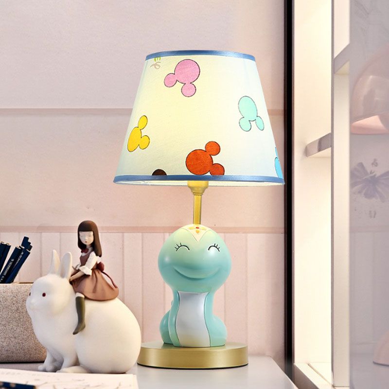 Cartoon Cute Snake Resin Night Lamp 1 Head Table Light with Shade in Blue for Kid's Bedside