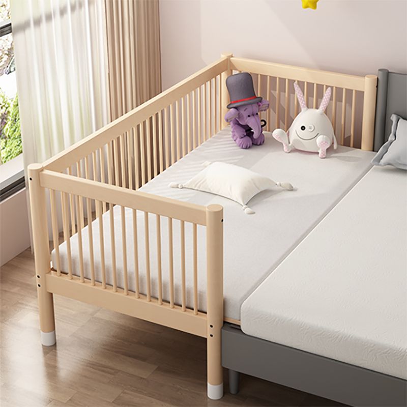 Glam Nursery Crib Beech Washed Natural with Guardrail Nursery Bed