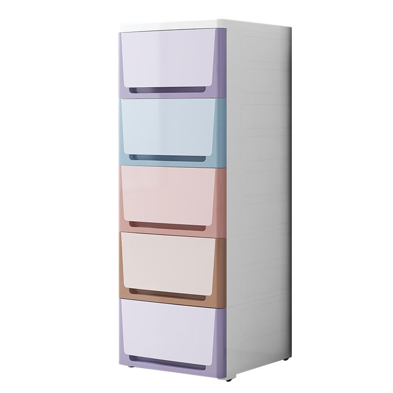 5 Drawers Vertical Kids Nightstand Nordic Plastic Nursery Dresser for Bedroom