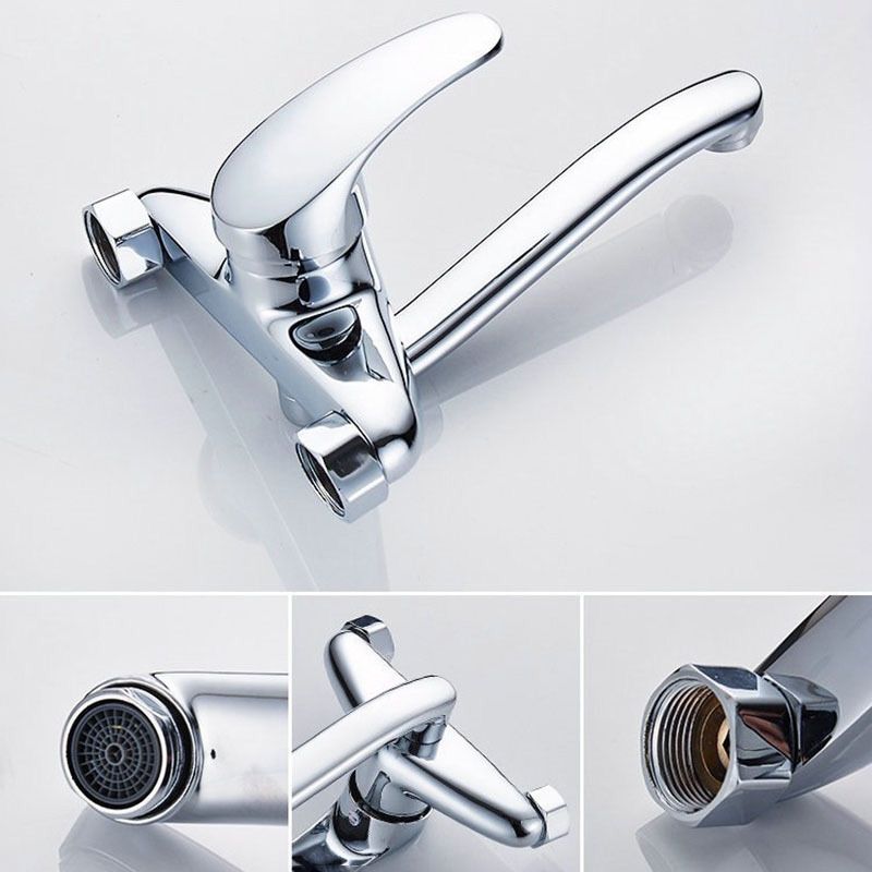 Contemporary Single Handle Kitchen Faucet Wall Mounted 1-Hold Bar Faucet with No Sensor