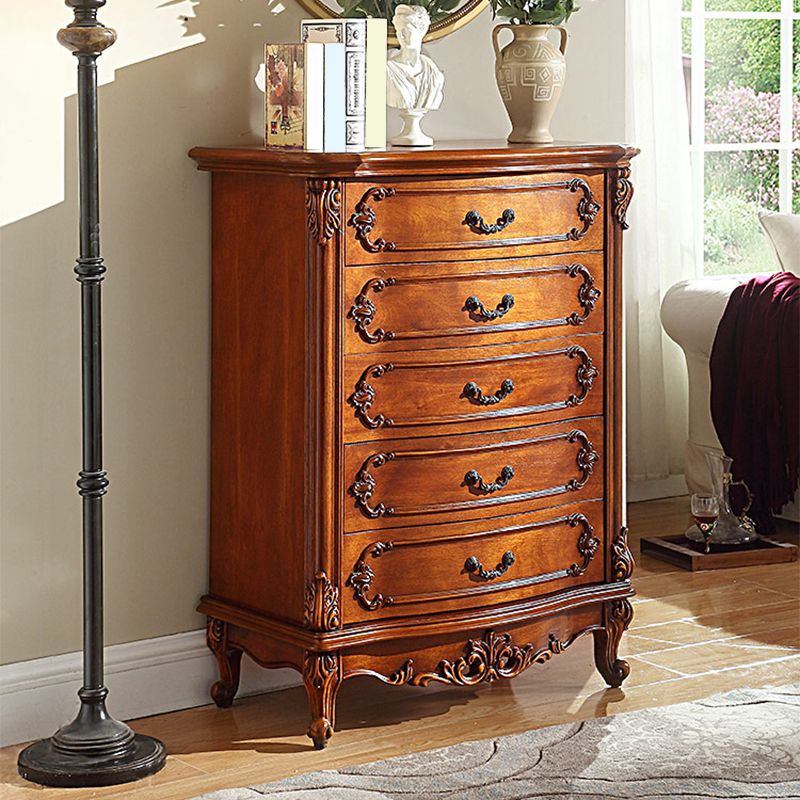 Mid-century Modern Solid Wood Chest with Drawers Rectangle Accent Chest in Brown