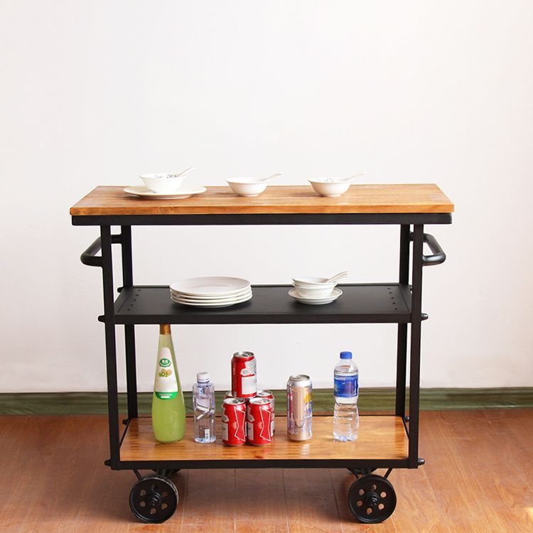 Rolling Prep Table Modern Wood Rectangular Prep Table for Dining Room