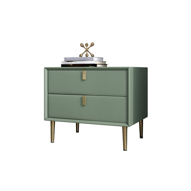 Contemporary Accent Table Nightstand Leather Nightstand with Drawers