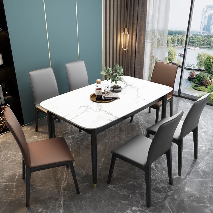 Modern Kitchen Leather Square Dining Chairs Parsons Chair with Wood Legs