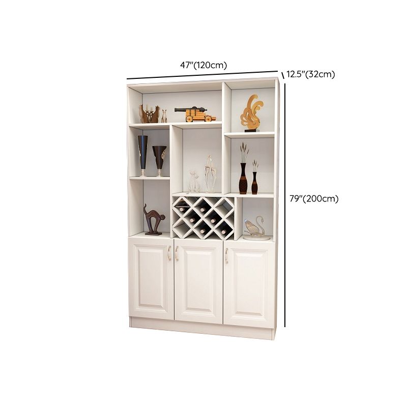 White Manufactured Wood Kitchen Wine Holder with Storage Cabinet