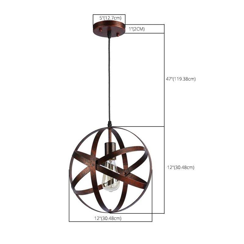 Globe Metal Cage colgante colgante Ligero de estilo industrial de iluminación para restaurantes de tiendas de café