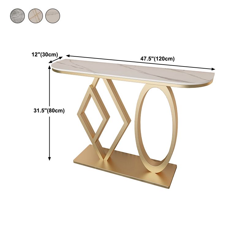 Glam Slate Half Moon Sofa Table Stain Resistant Scratch Resistant Console Table