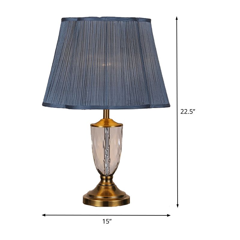 Tazza modernista tavolino tavolino cristallo tagliato a mano 1 lampadina da scrivania piccola in blu