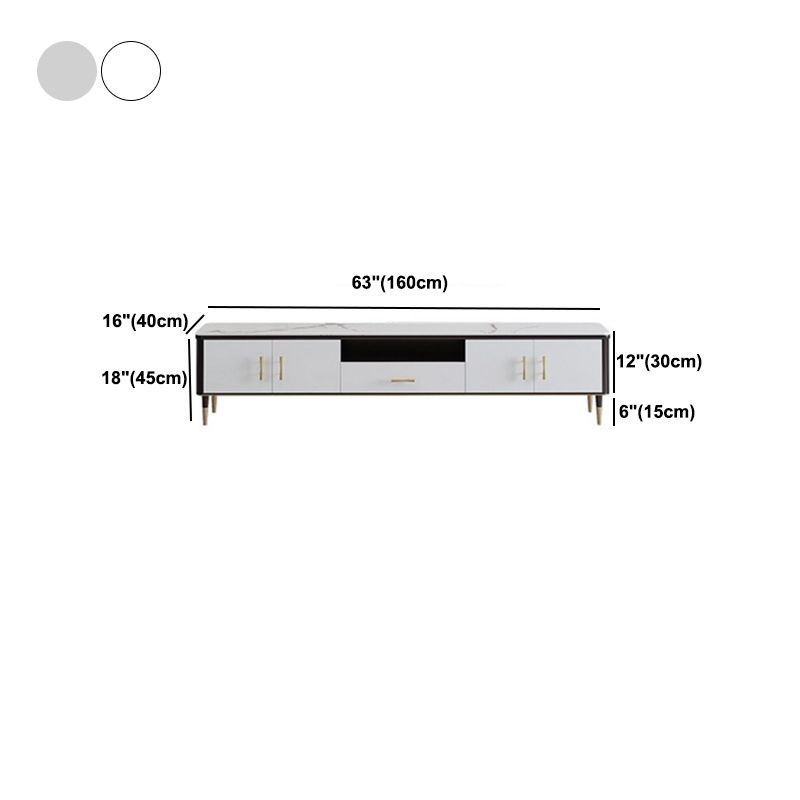 Glam Style TV Stand Stone Open Storage TV Console with Cabinet