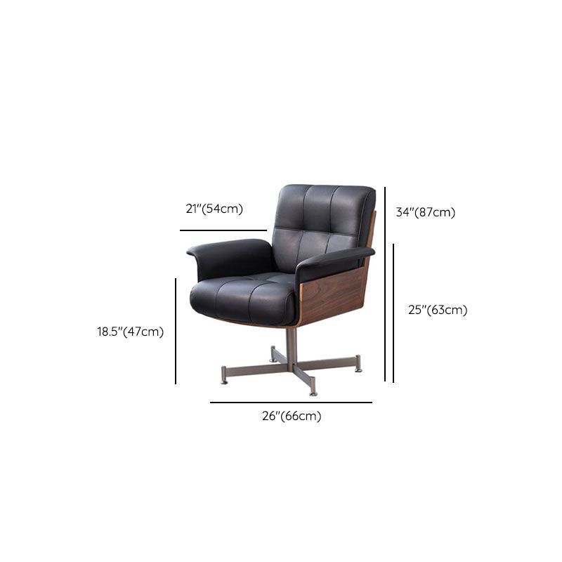 Modern Desk Chair Fixed Arms Upholstered No Distressing Office Chair