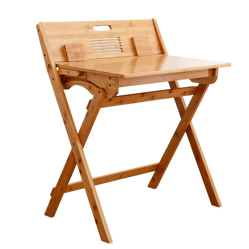 Bamboo Writing Desk and Chair Set Foldable Kids Desks in Light Wood