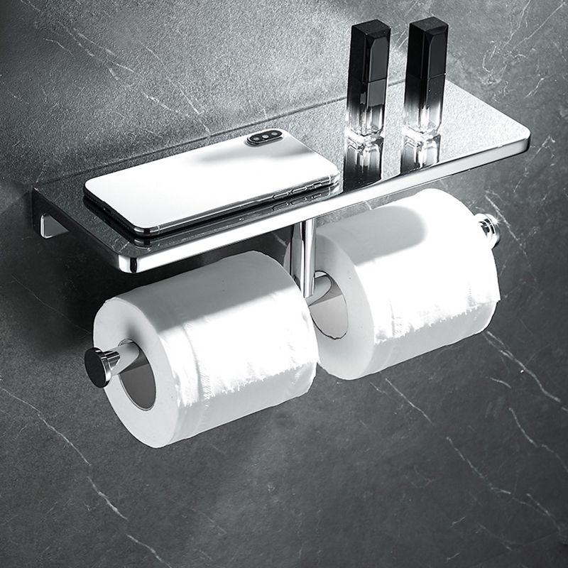 Contemporary 2-Piece Bathroom Set in Stainless Steel Polished Chrome Paper Holder