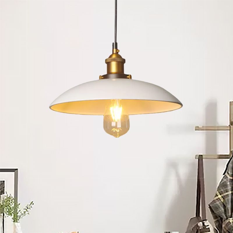 12 "/16" Dia Saucer Esszimmer Suspension Licht Retro -Stil Metal 1 Leichte weiße Deckenbehandlung