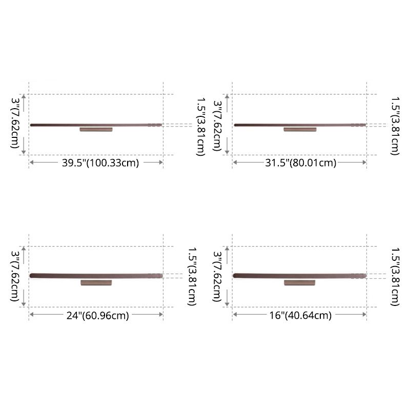 Armoire miroir de style moderne lumières murales de salle de bain en métal marron linéaire linéaire LED Vanity Lighting
