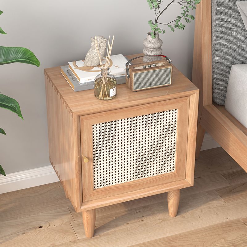 Solid Wood Bedside Cabinet Pine Doors Included Modern Night Table with Legs